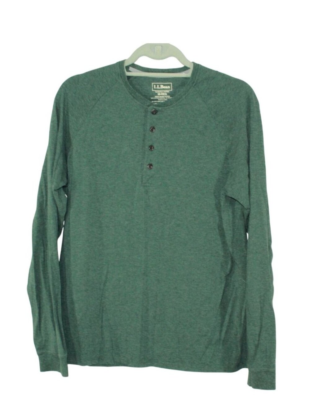 LL Bean Men's Comfort Stretch Pima Tee Shirt Long Sleeve Henley Casual Top M